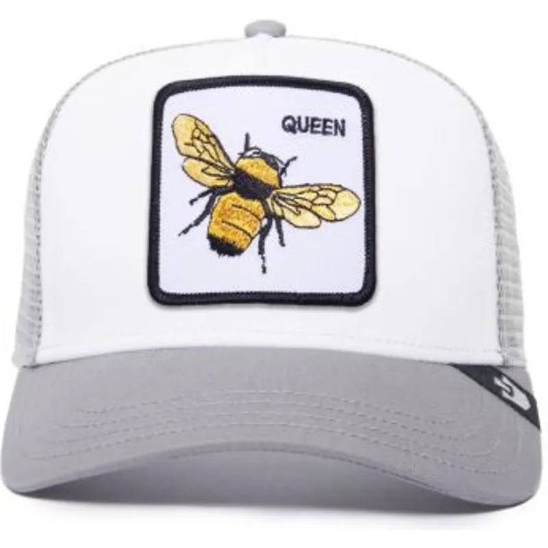 weiss-graue-trucker-kappe-biene-the-queen-bee-the-farm-von-goorin-bros