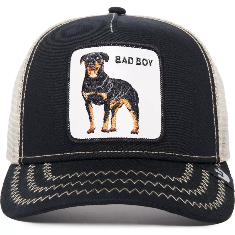 goorin-bros-rottweiler-dog-bad-boy-the-baddest-boy-the-farm-black-and-white-trucker-hat