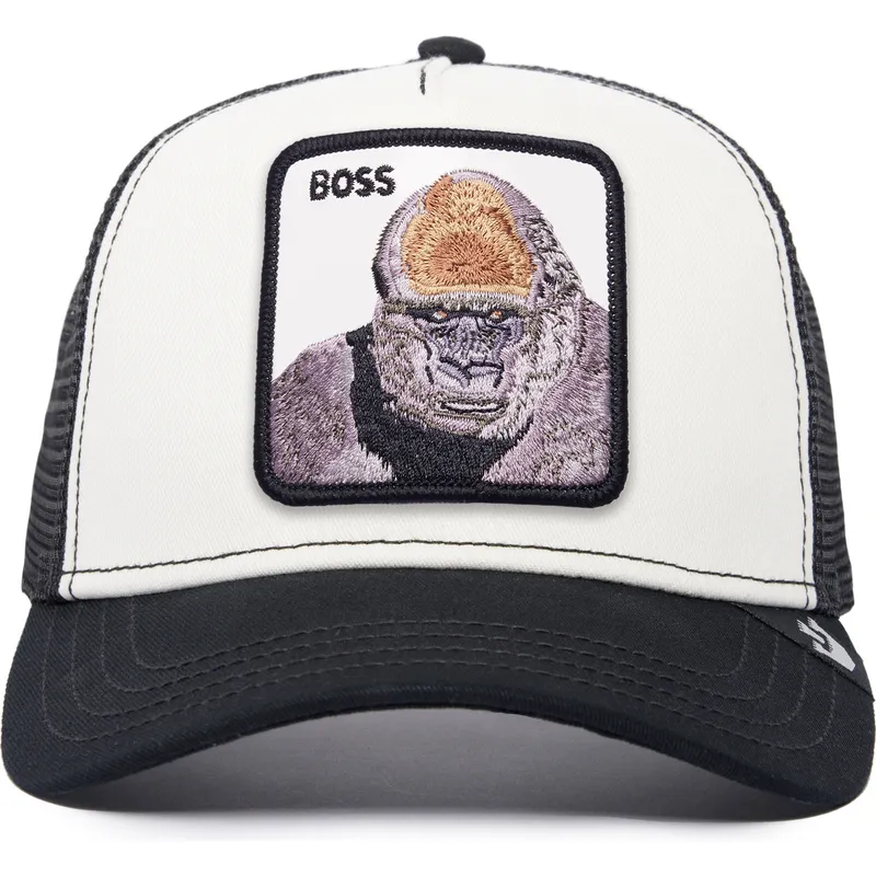 schwarz-weisse-trucker-kappe-gorilla-the-boss-gorilla-the-farm-von-goorin-bros