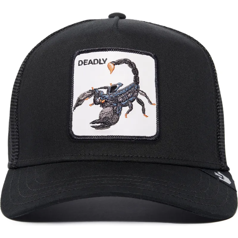 schwarze-trucker-kappe-skorpion-deadly-the-farm-premium-von-goorin-bros