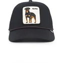 schwarze-gebogene-snapback-kappe-rottweiler-alpha-dog-100-the-farm-all-over-canvas-von-goorin-bros