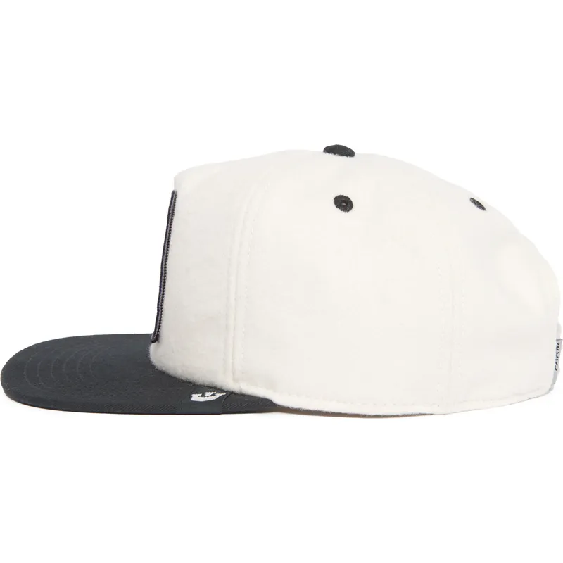 weisse-und-schwarze-flache-snapback-kappe-panther-black-panther-stealth-explorer-the-farm-flats-von-goorin-bros