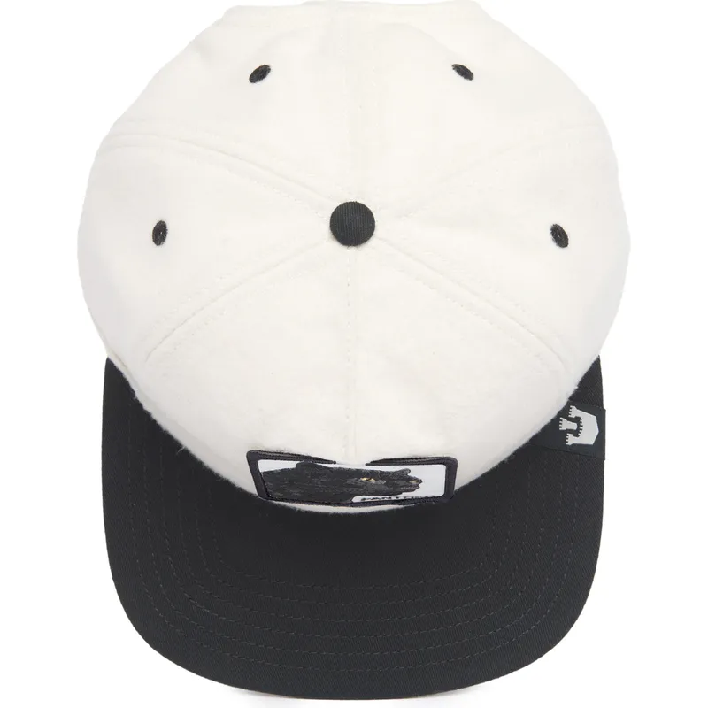weisse-und-schwarze-flache-snapback-kappe-panther-black-panther-stealth-explorer-the-farm-flats-von-goorin-bros