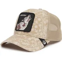 trucker-cap-beige-wolf-lone-wolf-sign-o-the-times-the-farm-paisley-von-goorin-bros