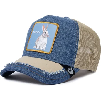 Goorin Bros. Trucker-Kappe blau und beige Hase Tricky Silky Rabbit The Farm Silky Roots.