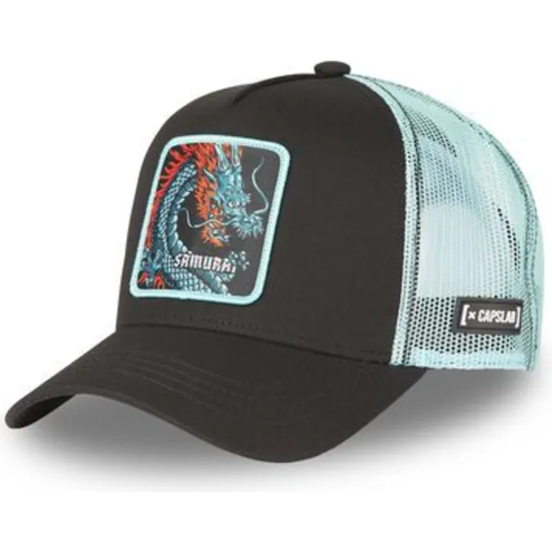 capslab-samurai-dra2-beasts-schwarze-und-blaue-trucker-kappe-mit-drachenmotiv