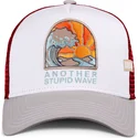 coastal-stupid-wave-hft-white-red-and-grey-trucker-hat