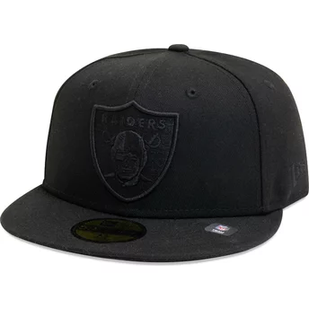 New Era Flat Brim Black Logo 59FIFTY Essential Las Vegas Raiders NFL Black Fitted Cap