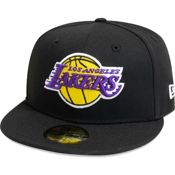New Era Flat Brim 59FIFTY Essential Los Angeles Lakers NBA Black Fitted Cap