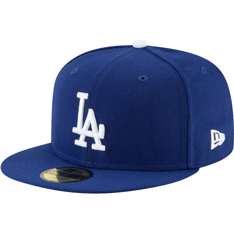 blaue-flache-angepasste-59fifty-authentic-on-field-game-kappe-der-los-angeles-dodgers-mlb-von-new-era