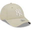 beige-verstellbare-curved-cap-fur-damen-9forty-league-essential-der-new-york-yankees-mlb-von-new-era