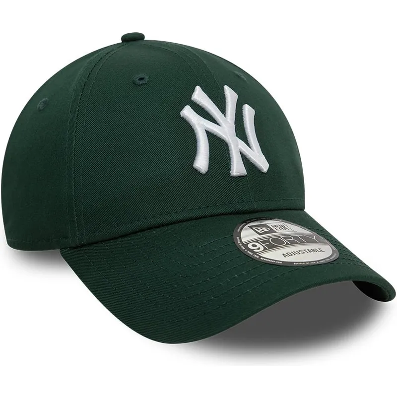 dunkelgrune-verstellbare-curved-cap-9forty-league-essential-der-new-york-yankees-mlb-von-new-era