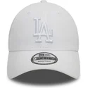 weisse-verstellbare-kappe-mit-gebogenem-schild-und-weissem-logo-9forty-league-essential-der-los-angeles-dodgers-mlb-von-new-era