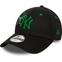 schwarze-gebogene-verstellbare-kappe-mit-grunem-logo-fur-kinder-9forty-graphic-dinosaurier-der-new-york-yankees-mlb-von-new-era