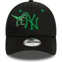 schwarze-gebogene-verstellbare-kappe-mit-grunem-logo-fur-kinder-9forty-graphic-dinosaurier-der-new-york-yankees-mlb-von-new-era