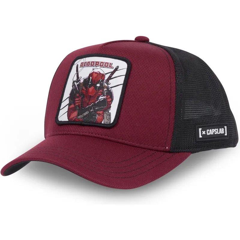 capslab-deadpool-bad1-marvel-comics-bordeaux-und-schwarz-trucker-cap