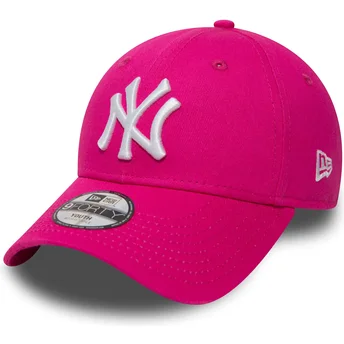 Šiltovky zaoblená ružová nastaviteľný pásik pre deti 9FORTY Essential New York Yankees MLB New Era