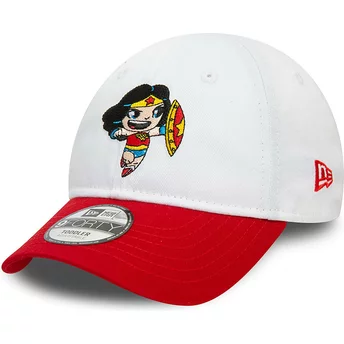 New Era Curved Brim Youth Wonder Woman Hero DC Comics White and Red Adjustable Cap