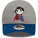 verstellbare-graue-und-blaue-superman-dc-comics-hero-kinderkappe-von-new-era-mit-gebogenem-schirm