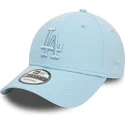 verstellbare-hellblaue-curved-cap-mit-hellblauem-logo-9forty-league-essential-der-los-angeles-dodgers-mlb-von-new-era