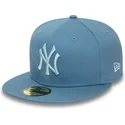 new-era-new-york-yankees-mlb-59fifty-league-essential-blaue-angepasste-flache-kappe-mit-blauem-logo