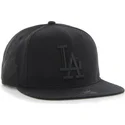 schwarze-snapback-cap-mit-flachem-schirm-und-schwarzem-los-angeles-dodgers-mlb-logo-von-47-brand-sure-shot
