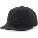 schwarze-snapback-cap-mit-flachem-schirm-und-schwarzem-los-angeles-dodgers-mlb-logo-von-47-brand-sure-shot