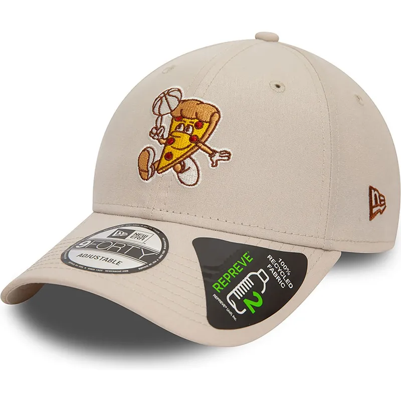 beige-verstellbare-curved-cap-9forty-repreve-basketball-pizza-von-new-era