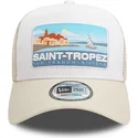 beige-trucker-cap-a-frame-summer-von-saint-tropez-stadte-und-strande-von-new-era