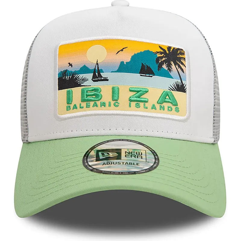 weisse-und-grune-a-frame-summer-trucker-kappe-ibiza-stadte-und-strande-von-new-era