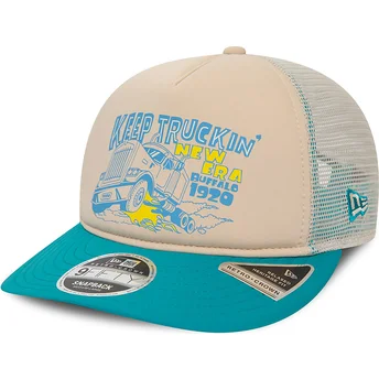 Beige-blaue Trucker-Kappe American Keep Truckin 9FIFTY Retro Crown A Frame von New Era