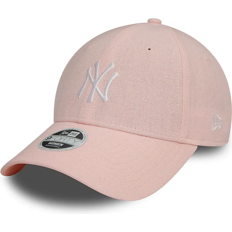 siltovky-zaoblena-ruzova-nastavitelny-pasik-9forty-linen-new-york-yankees-mlb-new-era