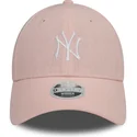 gebogene-rosa-verstellbare-damenkappe-9forty-linen-der-new-york-yankees-mlb-von-new-era