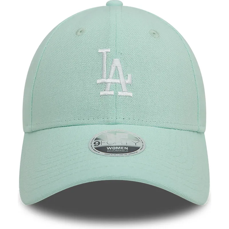 siltovka-zaoblena-zelena-nastavitelny-9forty-linen-los-angeles-dodgers-mlb-new-era
