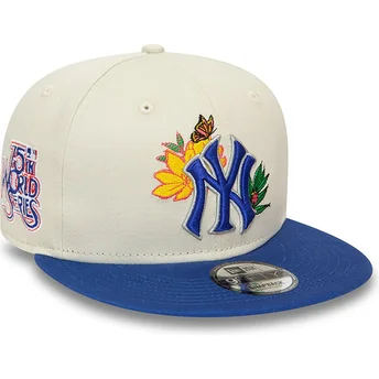 New Era Flat Brim 9FIFTY Floral New York Yankees MLB White and Blue Snapback Cap