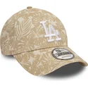 braune-verstellbare-curved-cap-9forty-summer-all-over-print-der-los-angeles-dodgers-mlb-von-new-era