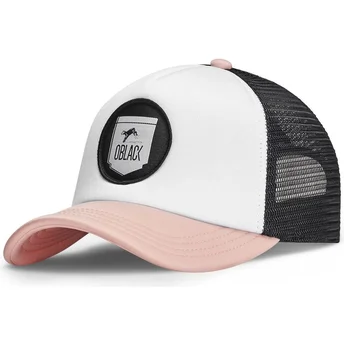 Weiß-schwarze-rosa Classic Trucker-Kappe von Oblack