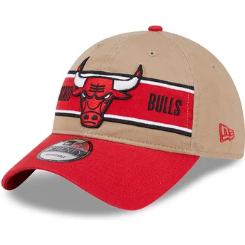 Braune und rote verstellbare gebogene Kappe 9TWENTY Draft 2024 von Chicago Bulls NBA von New Era