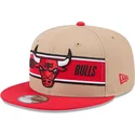 braune-und-rote-flache-snapback-kappe-9fifty-draft-2024-von-chicago-bulls-nba-von-new-era