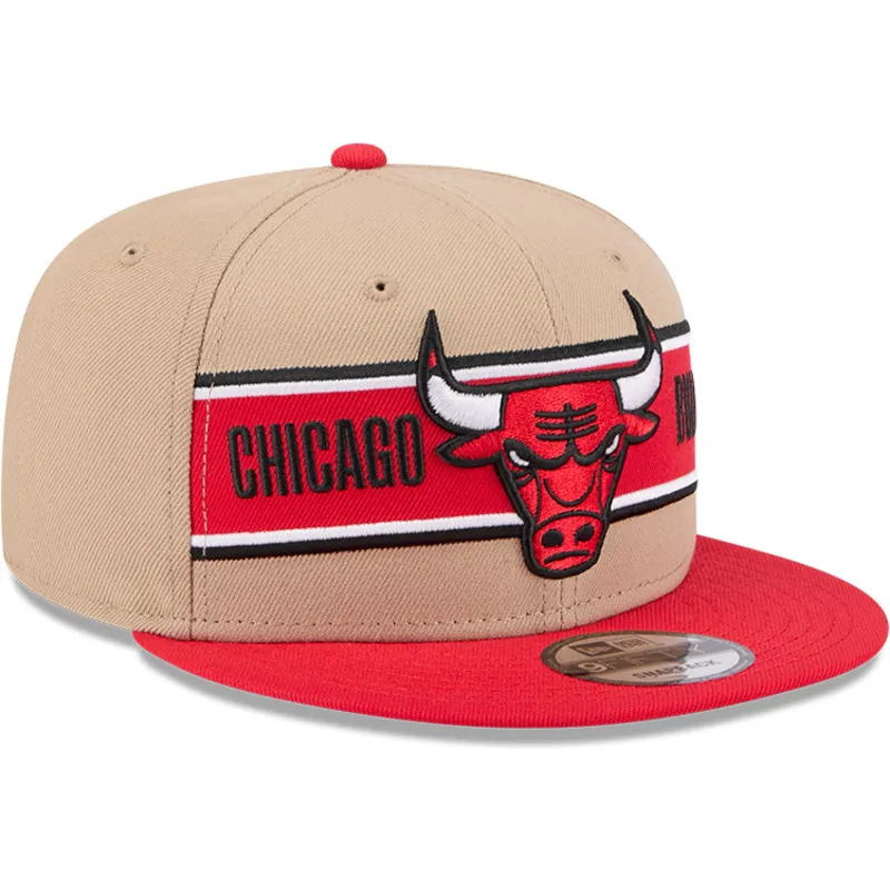 braune-und-rote-flache-snapback-kappe-9fifty-draft-2024-von-chicago-bulls-nba-von-new-era
