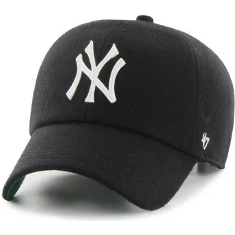47 Brand Curved Brim Mit Lederband New York Yankees MLB Clean Up Cap schwarz