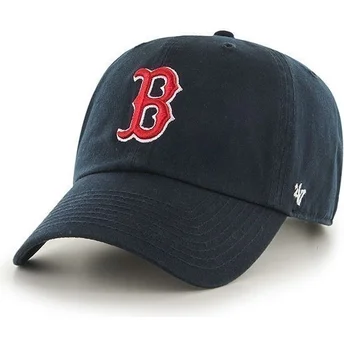 boston-red-sox-mlb-clean-up-kappe-mit-gebogenem-schirm-in-marineblau-von-47-brand