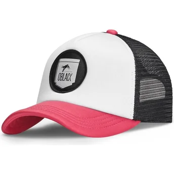 Oblack Classic Trucker-Cap in Weiß, Schwarz und Rosa