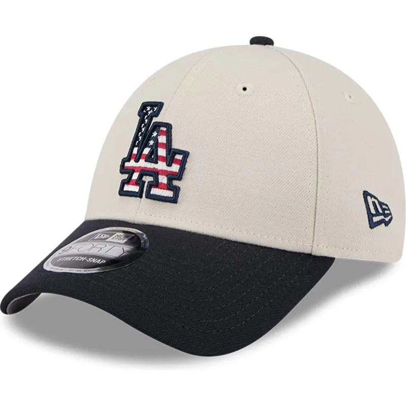 siltovka-zaoblena-bezova-snapback-9forty-stretch-snap-4th-of-july-los-angeles-dodgers-mlb-new-era