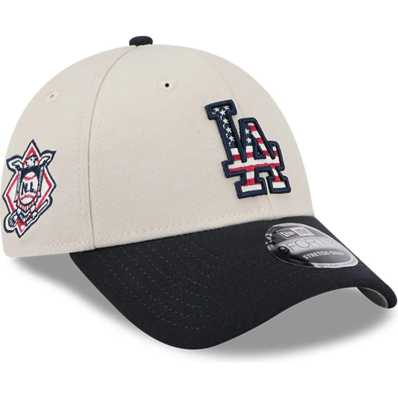 siltovka-zaoblena-bezova-snapback-9forty-stretch-snap-4th-of-july-los-angeles-dodgers-mlb-new-era