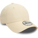 new-era-curved-brim-red-logo-9forty-essential-beige-adjustable-cap