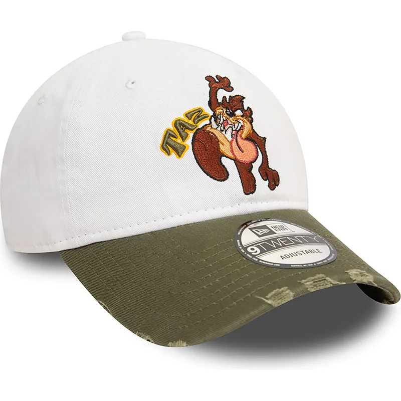 weisse-und-grune-verstellbare-curved-cap-9twenty-washed-tasmanischer-teufel-looney-tunes-von-new-era