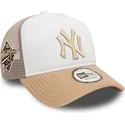weisse-und-beige-trucker-cap-a-frame-world-series-der-new-york-yankees-mlb-von-new-era