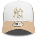 weisse-und-beige-trucker-cap-a-frame-world-series-der-new-york-yankees-mlb-von-new-era