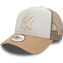 weisse-und-beige-trucker-cap-a-frame-world-series-der-new-york-yankees-mlb-von-new-era